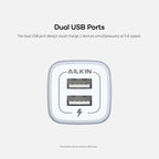 AILKIN 2.1A Multiport Fast Charge Power Brick Cube for iPad, iPhone, iPod, Samsung Galaxy, Motorola, Moto, Huawei, HTC, LG, Nokia, PlayStation5, Cell Phone Charger Box