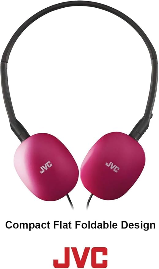 JVC Flats On-Ear Wired Headphones - Flat Foldable Design - 30mm Driver for Powerful Sound - Soft Ear-Pads for Comfort – Steel Headband - Lightweight & Portable - PC/Laptop/Gaming - 3.5mm Slim Plug