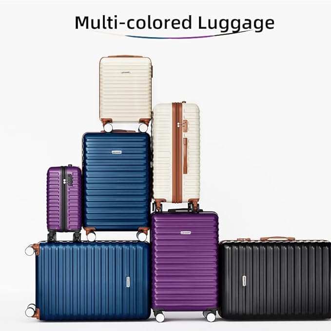 LARVENDER Luggage 6 Piece Expandable Luggage ABS Hardshell Carry on Suitcase with Spinner Wheels TSA Lock, Large Checked Travel Suitcase for Women and Men, Cream White(16/20/24/28/DB/TB)