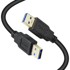 XBOHJOE USB 3.0 Male to Male Cable 15ft Type A Male to A Male Cord 5 Gbps Double USB a to USB a Cable Compatible with Hard Drive Cooling Fan/pad DVD Player and More (Black, 15FT)