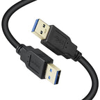XBOHJOE USB 3.0 Male to Male Cable 1.5FTUSB Type A Male to A Male Cord 5 Gbps Double USB a to USB a Cable Compatible with Hard Drive Cooling Fan/pad DVD Player and More (Black, 1.5FT)