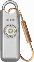 She’s Birdie–The Original Personal Safety Alarm for Women by Women–Loud Siren, Strobe Light and Key Chain in a Variety of Colors (Metallic Silver)