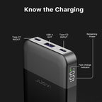 JUOVI Power Bank Fast Charging 10000mAh 35W Portable Charger Small Battery Pack with PD 3.0 & QC 4.0 Type-C USB-A Input Output Lightweight Phone Charger Compatible for iPhone Samsung iPad