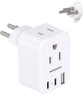HANYCONY Brazil Power Adapter, Type N Plug Adapter with 2 Outlets 3 USB Ports (2 USB C), Travel Adapter for US to Brazil Brazilian Brasil