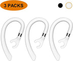 New bee Ear Hooks Replacement Ear Hook Clips- Snap-in Headset Spare Clamp Hook (White, 3 Pack+Silicon)