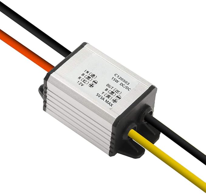 12V to 5V DC Converter Car Power Voltage, Waterproof DC 6.3-22V 12V Step Down to 5V 3A 15W Voltage Regulator Buck Converter Power Supply Step-Down Module Compatible with Vehicle Car Truck Volt