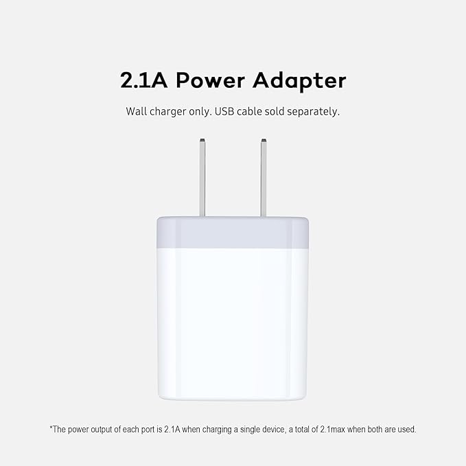 USB Wall Charger, Charger Adapter, AILKIN 2-Pack 2.1A Dual Port Quick Plug Cube for iPhone 15 14 13 12 11 Pro Max 10 SE X XS Plus Samsung Galaxy S23 S22 S21 Power Block Fast Charging Box Brick