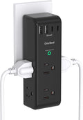 Surge Protector Outlet Extender with Rotating Plug, 6 AC Multi Plug Outlet with 4 USB Ports (2 USB C), 1800 Joules, 3-Sided Swivel Power Adapter with Spaced Outlet Splitter for Dorm, Office, Black