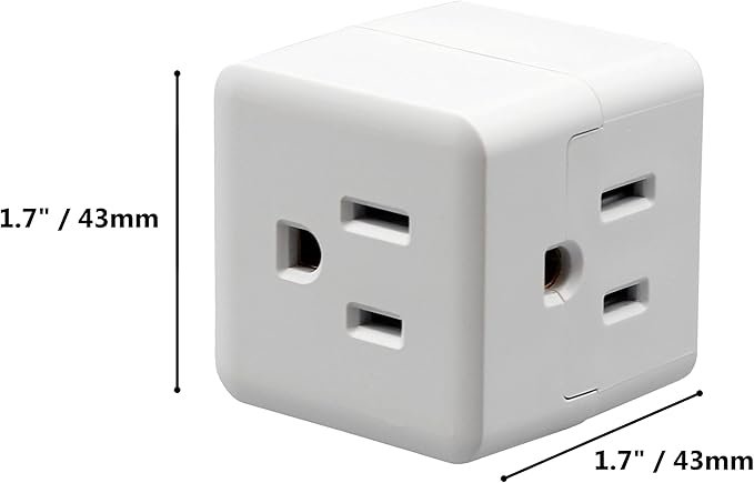 Projectpak 3 Outlet Wall Adapter Travel Cube – Grounder Splitter Turns One Outlet into Three | 3 Pack