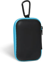 Earbud Case Portable EVA Storage Bag Cell Phone Accessories Organizer with Carabiner for Wired/Wireless Earphone, Earbud, Earpieces, SD Memory Card, Camera Chips, Tech Pouch, Rectangle, Blue