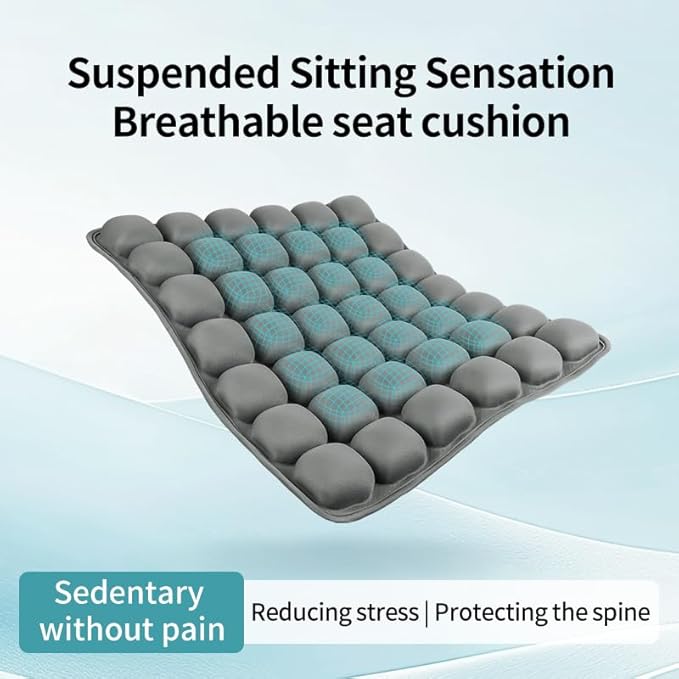 Inflatable Seat Cushion-Airplane Seat Cushion for Travel.Suitable for Long Distance Sedentary People to Use,Easy to Carry, 3D Inflatable Airbag is Ergonomic and Suitable (Gray)