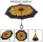 MRTLLOA 40/49/56 Inch Oversize Windproof Inverted Reverse Upside Down Umbrella, Golf Size Rain Umbrella, Double Layer, C-Shaped Handle for Men, Women and Kids