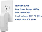 3 Way Vertical Outlet Wall Tap Outlet Splitter Extender with 3 Prong Plug for Behind Furniture, Turn One Outlet Into Three, 2 on the Right Side and 1 on the Left Side, White, ETL Listed