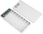Portable 8x18650 Battery Power Bank Case, Dual USB Ports LCD Display, LED Indicator, for 3.7v Li ion Rechargeable Battery (White)