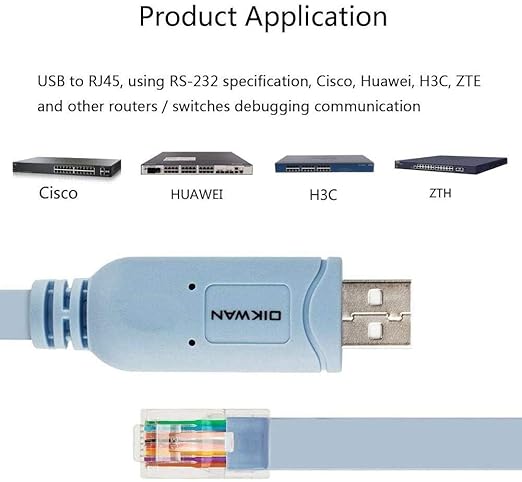 Console Cable USB to RJ45, USB Cable Compatible with Routers/Switch/Windows 7, 8,10,11 (10ft)