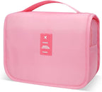 Lcsmaokin Large Capacity Toiletry Bag Travel Bag with Hanging Hook for Men and Women Waterproof Travel Cosmetic Bag Bathroom Storage Bag for Brushes Set, Full-Sized Shampoo,Accessories(Pink)