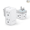 TROND Wall Outlet Extender 2 Pack - Multi Plug Splitter with Rotating Plug, 6 AC Power Adapter, Cruise Essentials, Small Outlet Extension for Travel Office Home Dorm Room