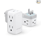 TROND Wall Outlet Extender 2 Pack - Multi Plug Splitter with Rotating Plug, 6 AC Power Adapter, Cruise Essentials, Small Outlet Extension for Travel Office Home Dorm Room