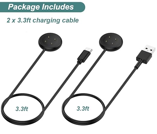 Charger for Google Pixel Watch 2 & 3, Replacement USB-A/C Charging Cable Cord for Smart Watch (3.3ft/1m) (Black)