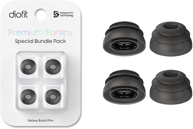 Premium Multi-Flange Eartips for Galaxy Buds3 Pro (Black, Large) – Always Fits, Never Slips
