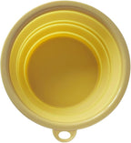 SiliconeSnap Travel Pet Bowl - Collapsible 6.8" Dog Food Dish with Easy Hook Hole, Sun Yellow Washable Feeder