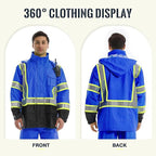 SKSAFETY Hi Vis Safety Rain Jacket for Men, Construction Work Rain Gear Heavy Duty Class 3 Rain Coat Waterproof Lightweight