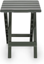 Camco Adirondack Portable Outdoor Camping Small Weatherproof Rustproof Durable Plastic Folding Side Table for Indoor and Outdoor Use, Sage (2 Pack)