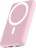 podoru for Magsafe Power Bank, 10000mAh Magnetic Portable Charger with 22.5W PD Fast Charging USB-C Cable LED Display Wireless Battery Pack for iPhone 17/16/15/14/13/12 Series-Pink