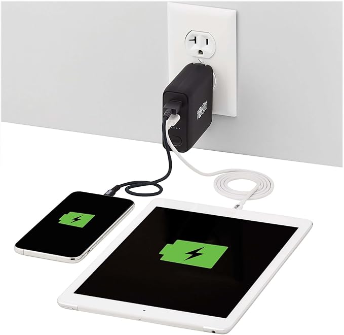 TRIPP LITE Portable USB Mobile Power Bank Battery Wall Charger Combo 5K mAh (UPBW-05K0-1A1C)