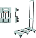Folding Hand Truck Dolly Cart with 6 Wheels Lightweight Moving Trolley for Luggage Suitcases and Groceries (Green) & Easy to Use