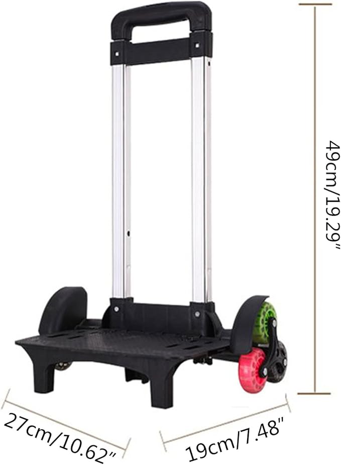 Backpack Trolley with Wheels, Foldable Luggage Trolley,6 Wheels Rolling-Luggage Carts, Aluminium Alloy Travel Hand Trolley for Bags Lunch Backpack