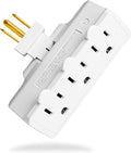 oviitech 3 Outlets 3-Prong Swivel Wall Adapter, Grounded 180 Degree Electrical Plug Adapter, Indoor Rated,White.