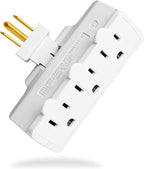 oviitech 3 Outlets 3-Prong Swivel Wall Adapter, Grounded 180 Degree Electrical Plug Adapter, Indoor Rated,White.