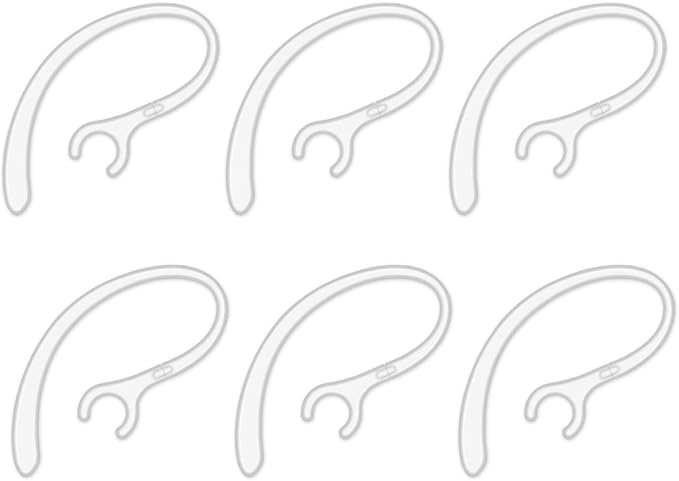 6 Pack Replacement Ear Hook Universal Small Clamp Loop Clip for Other Bluetooth Headset (Clear)