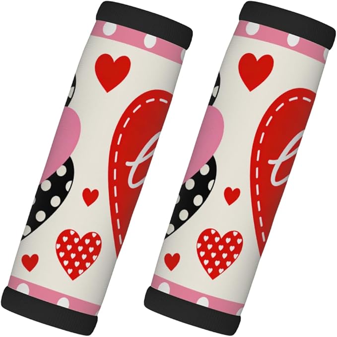 2 Pack Luggage Handle Wrap with Travel Tags - Non-Slip Protective Cover Soft Handle Grips Covers for Suitcase(Pink Heart Love)
