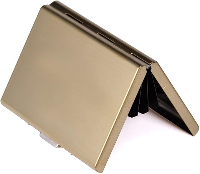 EASTNIGHTS RFID Credit Card Holder for Women and Men, Stainless Steel Credit Card Wallet for Holding Debit Card and ID Card (Gold)