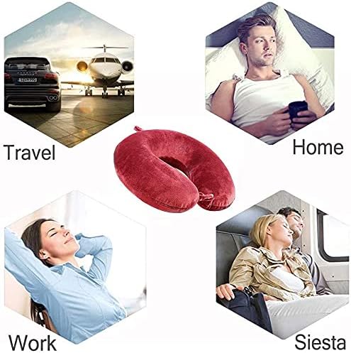 GDEOUP Travel Pillow - Memory Foam Neck Pillow Support Pillow,Luxury Compact & Lightweight Quick Pack for Camping,Sleeping Rest Cushion (Red)