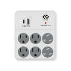OSKOS 6 Outlets Wall Outlet with 2.4A USB Charger (1A1C), 1000J Surge Protector, Wall Tap, 15A/120V/1800W, Swivel Safety Cover, UL Listed