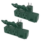 Outdoor Plug Extender, 3 Outlet Splitter with Safe Cover, Heavy Duty Waterproof Multi Plug for Christmas & Holiday Decorations, 1875W/15A ETL Listed, Green, 2 Pack