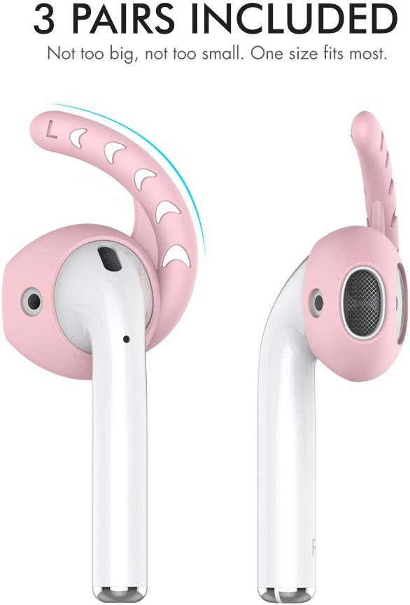 AhaStyle 3 Pairs AirPods Ear Hooks Cover Silicone Accessories Compatible with Apple AirPods and EarPods Headphones(Pink)