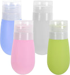 Travel Bottles for Toiletries 4pcs 80ml Refillable Silicone Squeeze Containers Leakproof Travel Size Liquid Bottles for Shampoo Conditioner Lotion Portable for Women