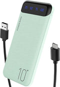 YOBON Power Bank 10000mAh Portable Charger Slim Battery Pack with 2 USB 2.4A Outputs and USB C in/Out Compatible with Huawei iPhone 16 15 14 13 12 iPad Samsung Galaxy S20 Android Tablet (Light Green)