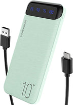 YOBON Power Bank 10000mAh Portable Charger Slim Battery Pack with 2 USB 2.4A Outputs and USB C in/Out Compatible with Huawei iPhone 16 15 14 13 12 iPad Samsung Galaxy S20 Android Tablet (Light Green)