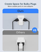 BEONDON Small Angled Outlet Extender, 3 Way Outlet Splitter Plug for Bathroom Kitchen and Other Tight Spaces, White, 1 Pack