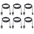 Micro USB Cable 6-Pack 3ft - Android Charger Cord for Samsung Galaxy S7/S6 Edge/J7/S5/Note 5/4, LG K40/K20, Fast Charging, Black - USB to Micro-USB Charging Cables for Android Phones
