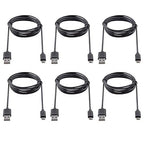 Micro USB Cable 6-Pack 3ft - Android Charger Cord for Samsung Galaxy S7/S6 Edge/J7/S5/Note 5/4, LG K40/K20, Fast Charging, Black - USB to Micro-USB Charging Cables for Android Phones