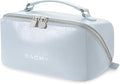 EACHY Travel Makeup Bag, Large Capacity Cosmetic Bag for Women, Waterproof PU Leather, Flat Open Portable Toiletry Bag for Skincare, Brushes & Travel Essentials