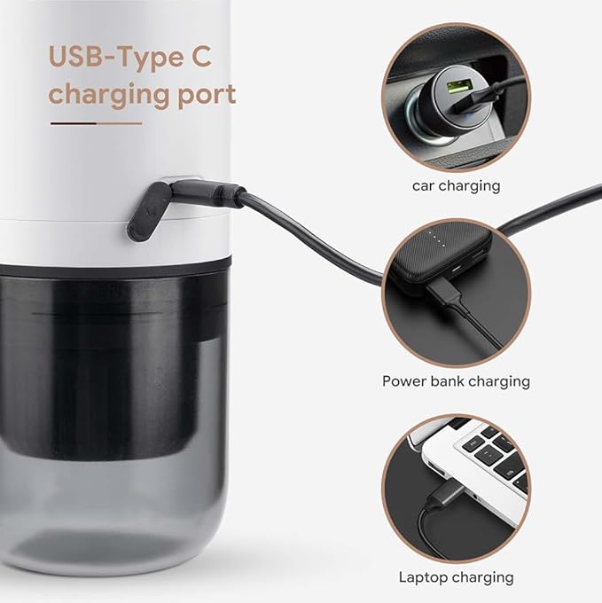 3 in 1 Portable Espresso Machine With NO Heating Function, Type-C Charging Electric Espresso Maker, 17 Bar Mini Coffee Maker For N ESPRESSO/DolceGustoPods & Ground Coffee On the Go, Black