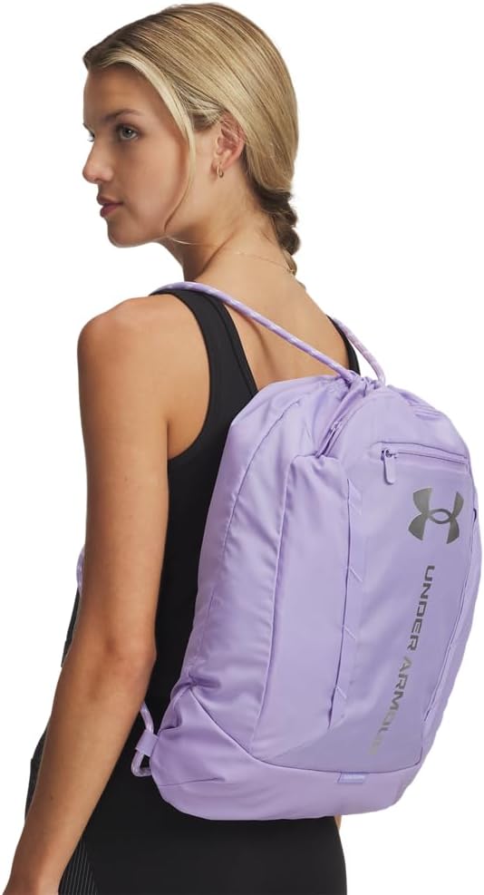 Under Armour Unisex Hustle Sackpack, (538) PURPLE/Metallic Silver, One Size Fits Most