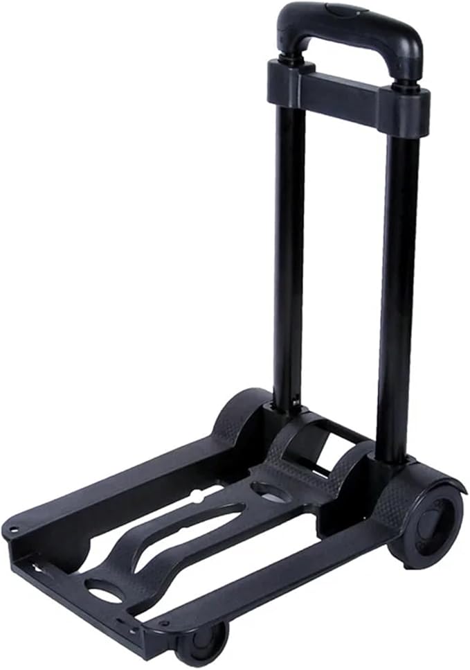 Heavy Duty Folding Hand Truck Portable Trolley Cart for Luggage Shopping & Moving Foldable Sack Wheel Barrow for Home Use (Black 02)